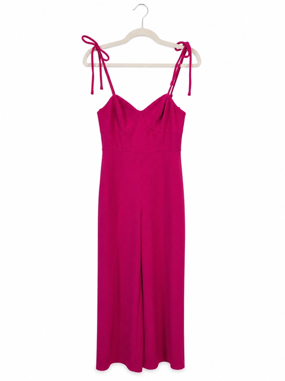 Fuchsia Tie-Shoulder Wide-Leg Jumpsuit